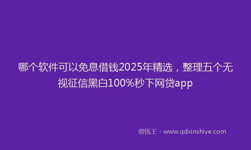 哪个软件可以免息借钱2025年精选，整理五个无视征信黑白100%秒下网贷app