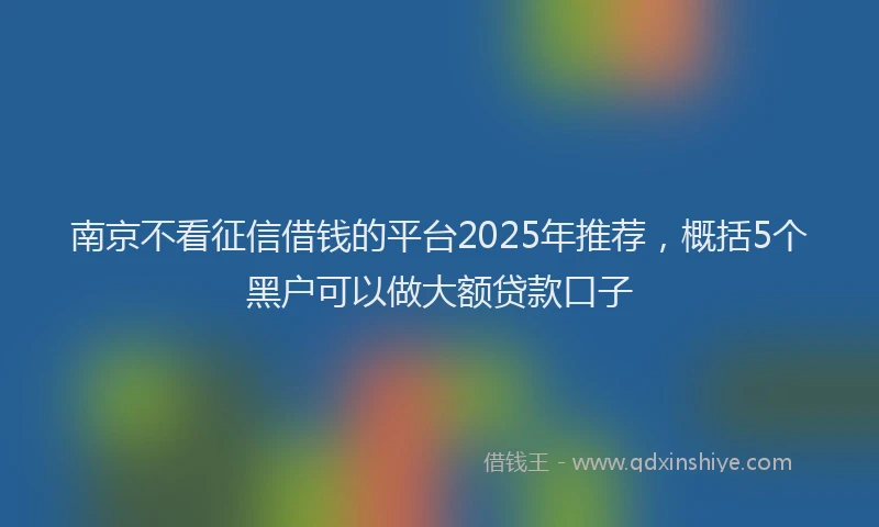 南京不看征信借钱的平台2025年推荐，概括5个黑户可以做大额贷款口子