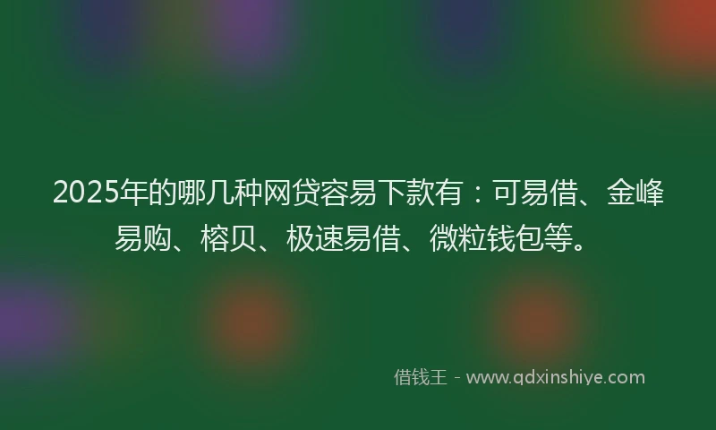 2025年的哪几种网贷容易下款有：可易借、金峰易购、榕贝、极速易借、微粒钱包等。