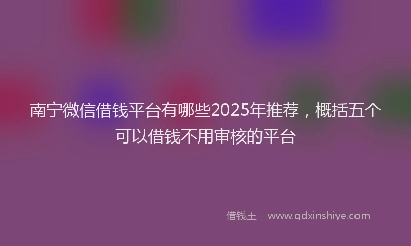 南宁微信借钱平台有哪些2025年推荐，概括五个可以借钱不用审核的平台