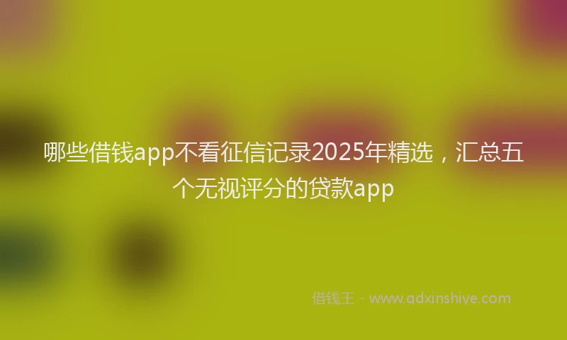 哪些借钱app不看征信记录2025年精选，汇总五个无视评分的贷款app