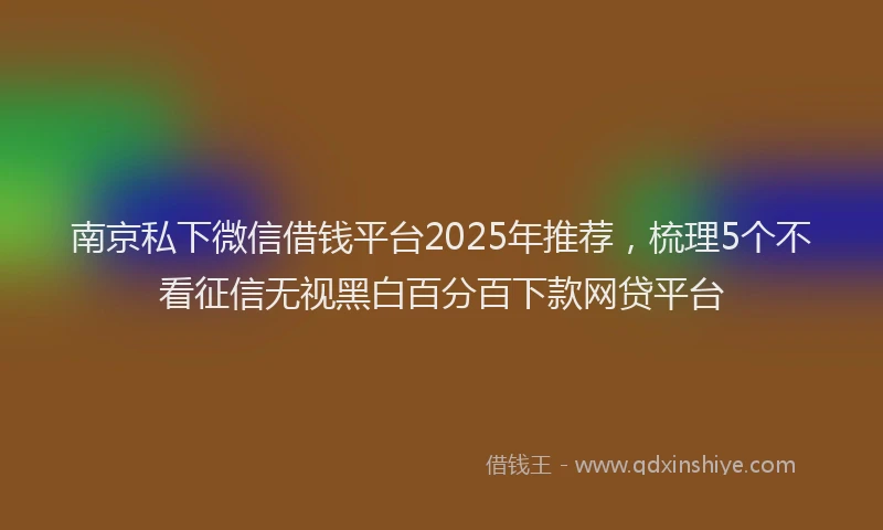南京私下微信借钱平台2025年推荐，梳理5个不看征信无视黑白百分百下款网贷平台