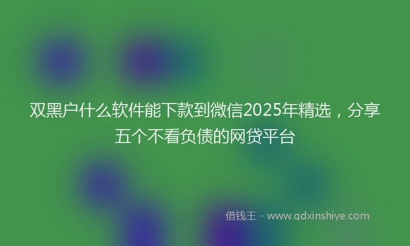 双黑户什么软件能下款到微信2025年精选，分享五个不看负债的网贷平台