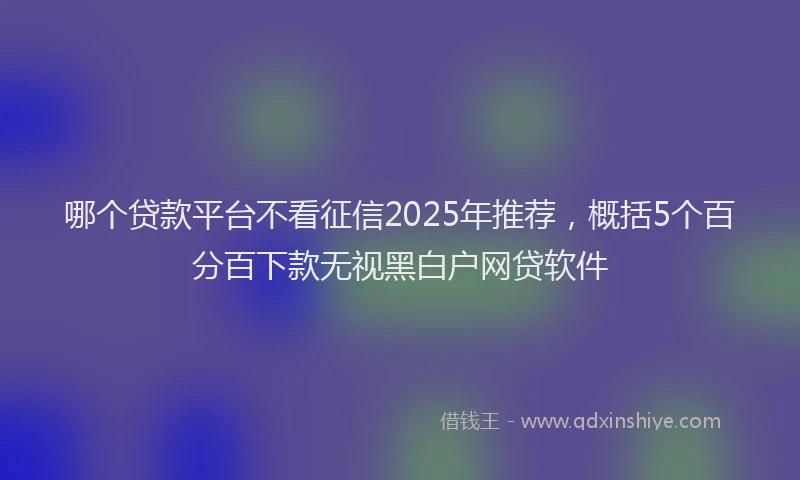 哪个贷款平台不看征信2025年推荐，概括5个百分百下款无视黑白户网贷软件