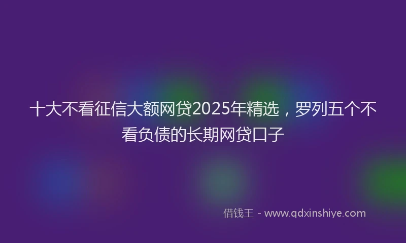 十大不看征信大额网贷2025年精选，罗列五个不看负债的长期网贷口子