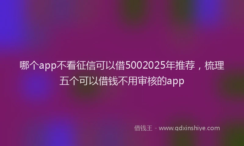 哪个app不看征信可以借5002025年推荐，梳理五个可以借钱不用审核的app