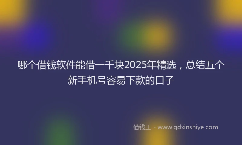 哪个借钱软件能借一千块2025年精选，总结五个新手机号容易下款的口子
