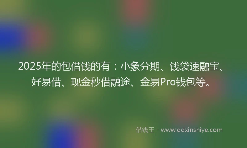 2025年的包借钱的有：小象分期、钱袋速融宝、好易借、现金秒借融途、金易Pro钱包等。