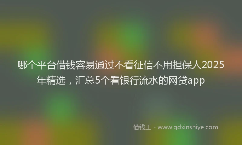 哪个平台借钱容易通过不看征信不用担保人2025年精选，汇总5个看银行流水的网贷app