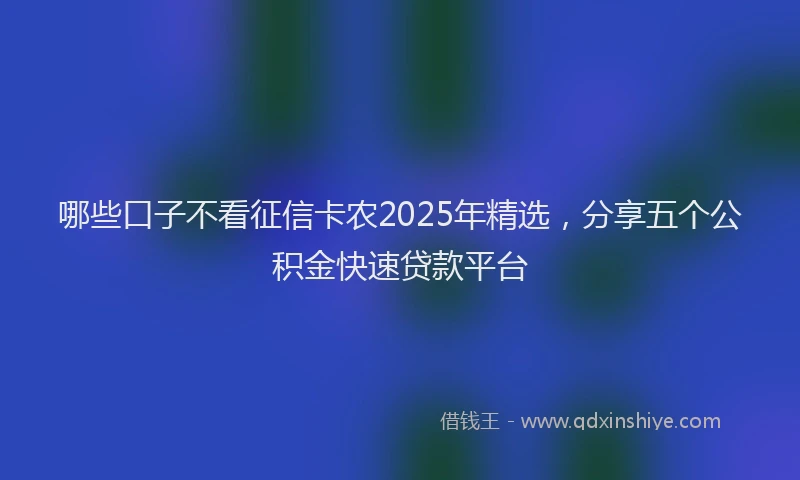 哪些口子不看征信卡农2025年精选，分享五个公积金快速贷款平台