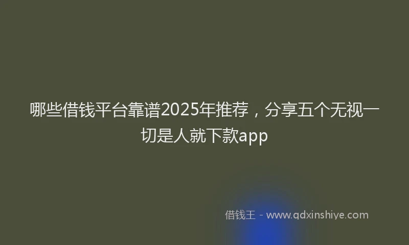 哪些借钱平台靠谱2025年推荐，分享五个无视一切是人就下款app
