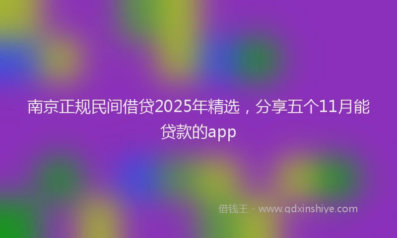 南京正规民间借贷2025年精选，分享五个11月能贷款的app