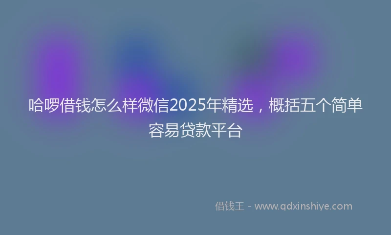 哈啰借钱怎么样微信2025年精选，概括五个简单容易贷款平台