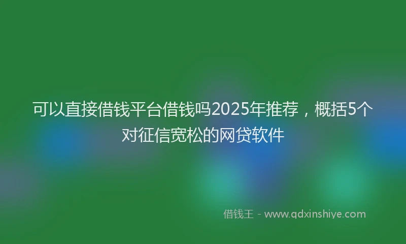 可以直接借钱平台借钱吗2025年推荐，概括5个对征信宽松的网贷软件