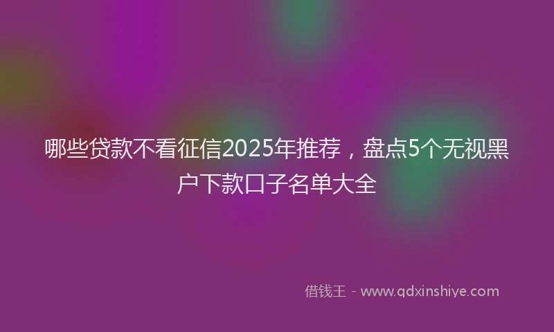 哪些贷款不看征信2025年推荐，盘点5个无视黑户下款口子名单大全