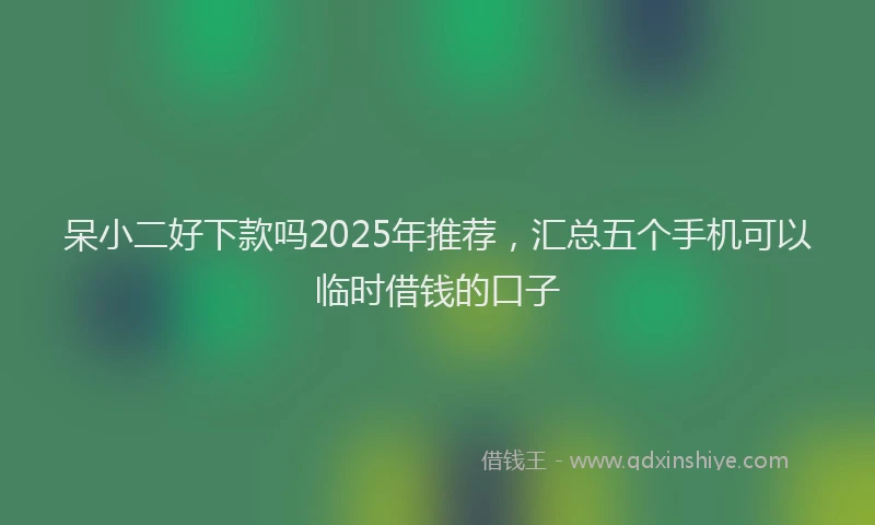 呆小二好下款吗2025年推荐，汇总五个手机可以临时借钱的口子