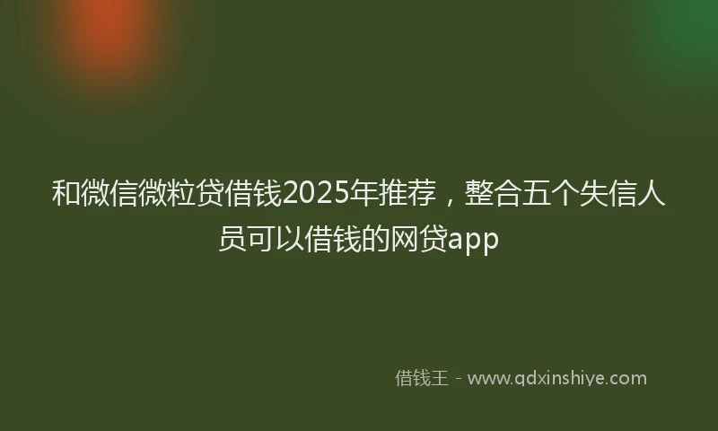 和微信微粒贷借钱2025年推荐，整合五个失信人员可以借钱的网贷app