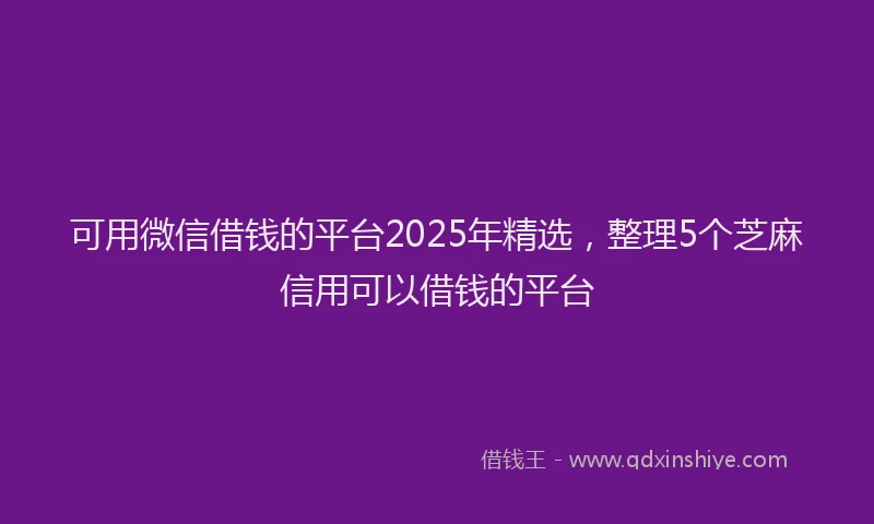 可用微信借钱的平台2025年精选，整理5个芝麻信用可以借钱的平台