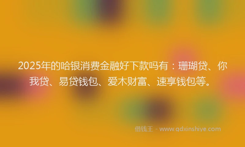2025年的哈银消费金融好下款吗有：珊瑚贷、你我贷、易贷钱包、爱木财富、速享钱包等。
