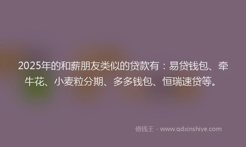 2025年的和薪朋友类似的贷款有：易贷钱包、牵牛花、小麦粒分期、多多钱包、恒瑞速贷等。