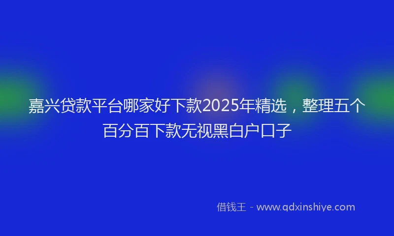 嘉兴贷款平台哪家好下款2025年精选，整理五个百分百下款无视黑白户口子
