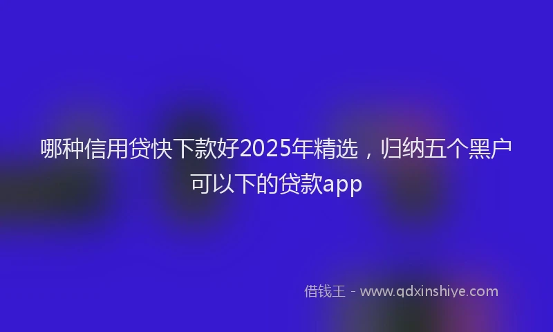 哪种信用贷快下款好2025年精选，归纳五个黑户可以下的贷款app