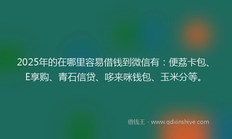 2025年的在哪里容易借钱到微信有：便荔卡包、E享购、青石信贷、哆来咪钱包、玉米分等。
