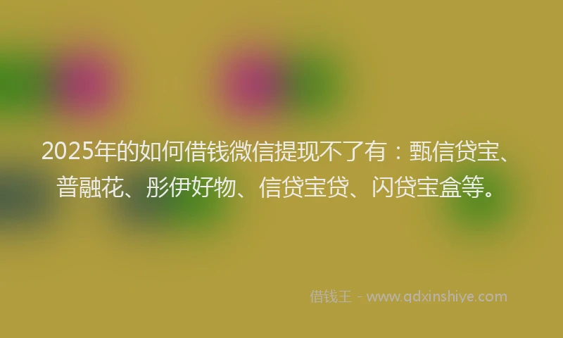 2025年的如何借钱微信提现不了有：甄信贷宝、普融花、彤伊好物、信贷宝贷、闪贷宝盒等。