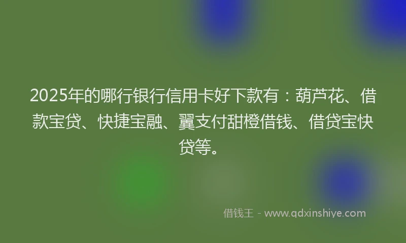 2025年的哪行银行信用卡好下款有：葫芦花、借款宝贷、快捷宝融、翼支付甜橙借钱、借贷宝快贷等。