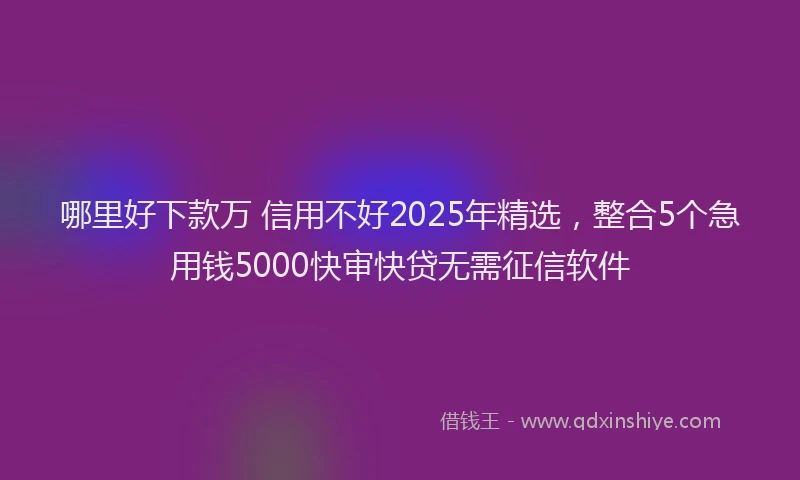 哪里好下款万 信用不好2025年精选，整合5个急用钱5000快审快贷无需征信软件