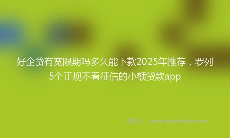 好企贷有宽限期吗多久能下款2025年推荐，罗列5个正规不看征信的小额贷款app