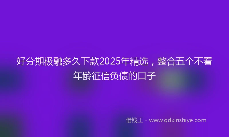 好分期极融多久下款2025年精选，整合五个不看年龄征信负债的口子