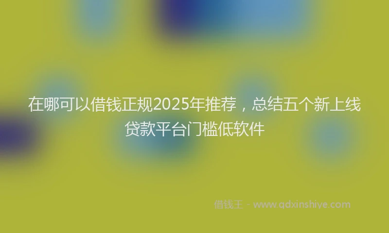 在哪可以借钱正规2025年推荐，总结五个新上线贷款平台门槛低软件