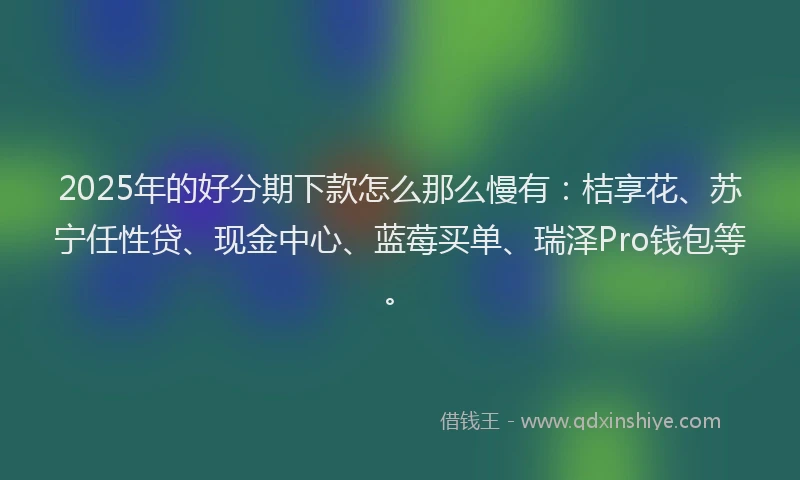 2025年的好分期下款怎么那么慢有：桔享花、苏宁任性贷、现金中心、蓝莓买单、瑞泽Pro钱包等。