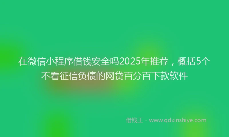 在微信小程序借钱安全吗2025年推荐，概括5个不看征信负债的网贷百分百下款软件