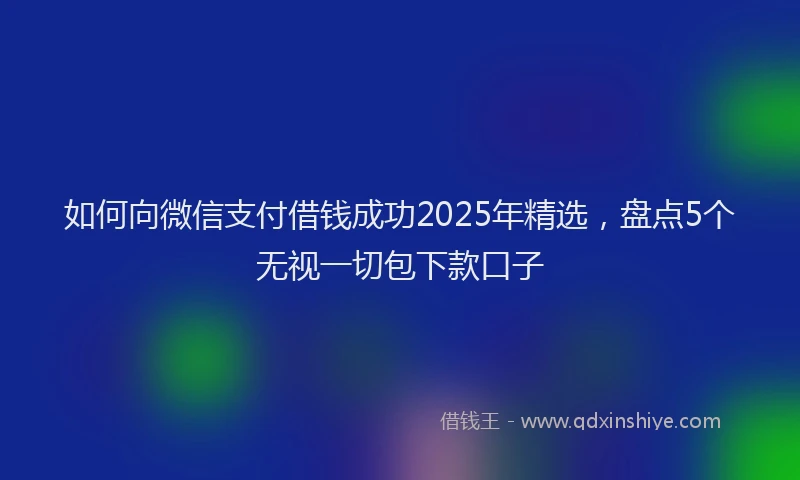 如何向微信支付借钱成功2025年精选，盘点5个无视一切包下款口子