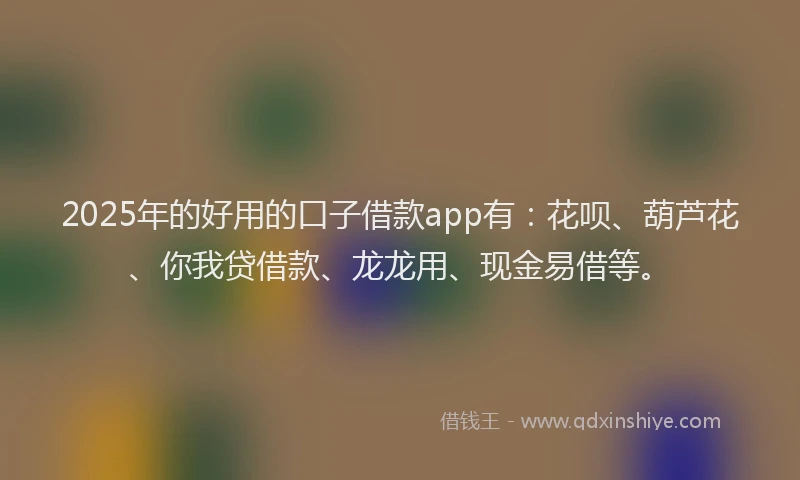 2025年的好用的口子借款app有：花呗、葫芦花、你我贷借款、龙龙用、现金易借等。