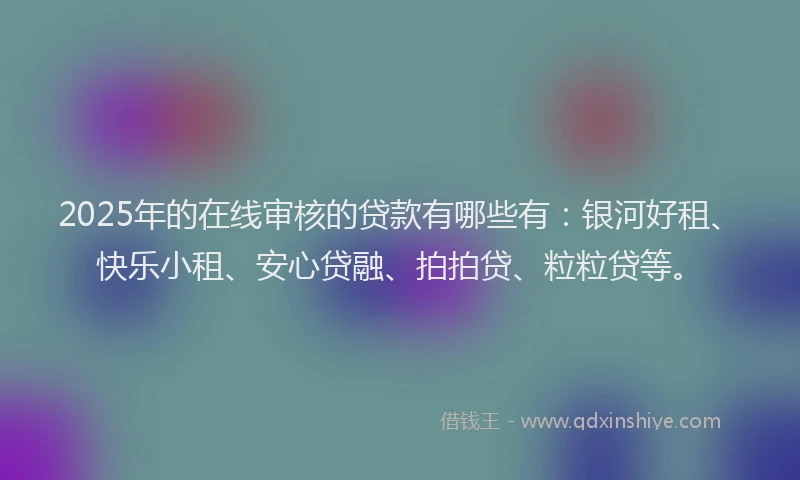 2025年的在线审核的贷款有哪些有：银河好租、快乐小租、安心贷融、拍拍贷、粒粒贷等。