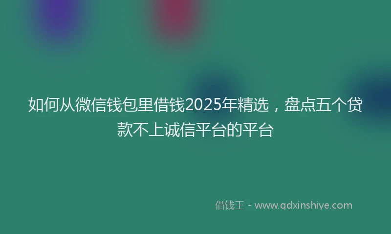 如何从微信钱包里借钱2025年精选，盘点五个贷款不上诚信平台的平台