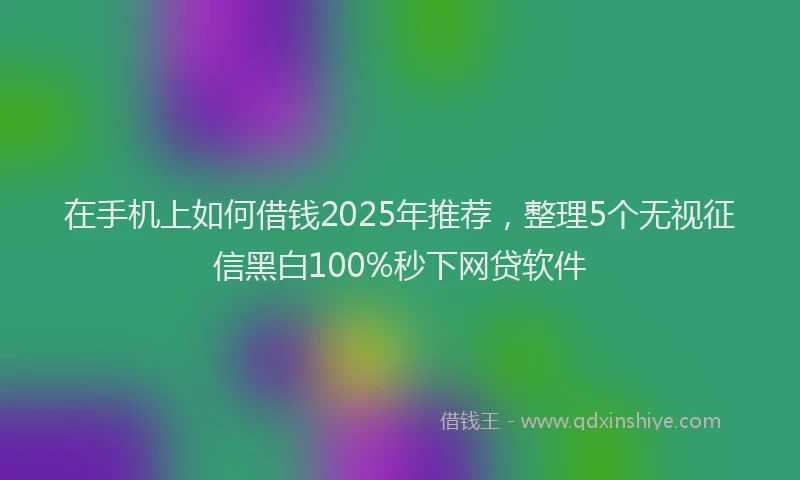 在手机上如何借钱2025年推荐，整理5个无视征信黑白100%秒下网贷软件
