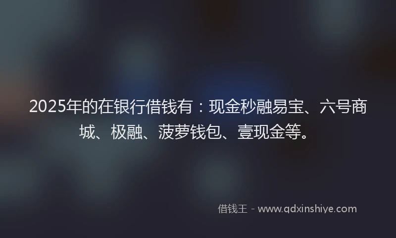2025年的在银行借钱有：现金秒融易宝、六号商城、极融、菠萝钱包、壹现金等。