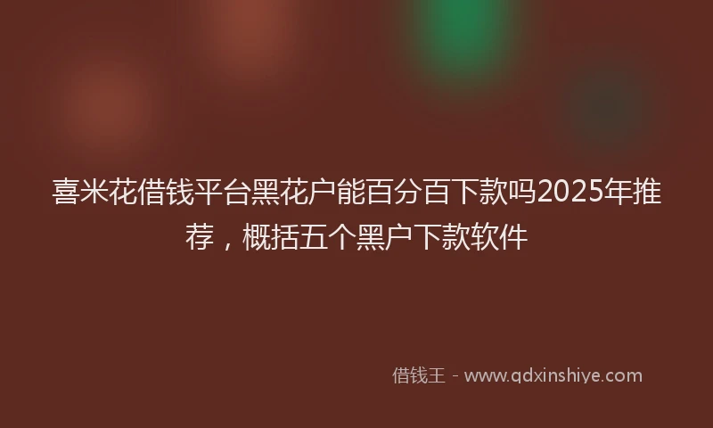 喜米花借钱平台黑花户能百分百下款吗2025年推荐，概括五个黑户下款软件