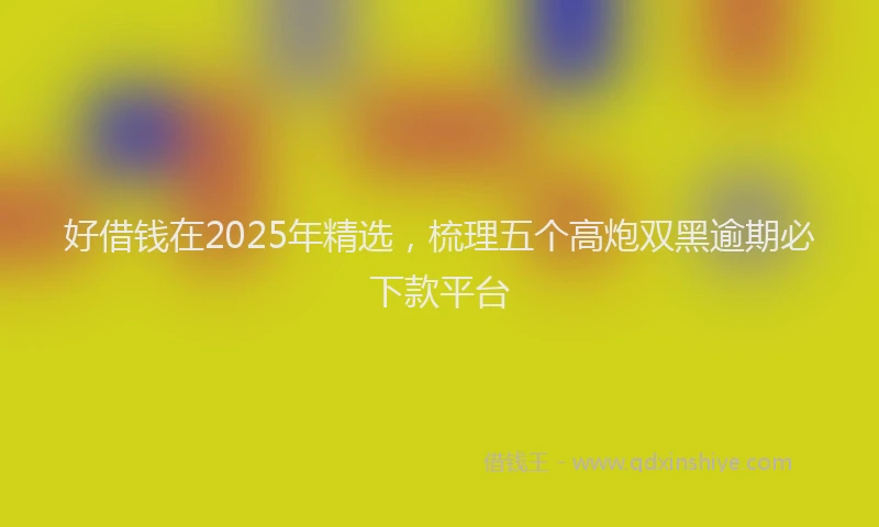 好借钱在2025年精选，梳理五个高炮双黑逾期必下款平台