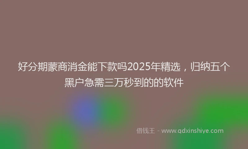 好分期蒙商消金能下款吗2025年精选，归纳五个黑户急需三万秒到的的软件
