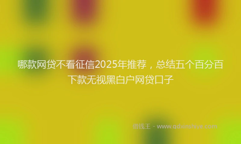 哪款网贷不看征信2025年推荐，总结五个百分百下款无视黑白户网贷口子