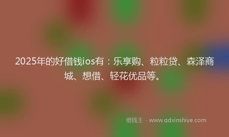 2025年的好借钱ios有：乐享购、粒粒贷、森泽商城、想借、轻花优品等。
