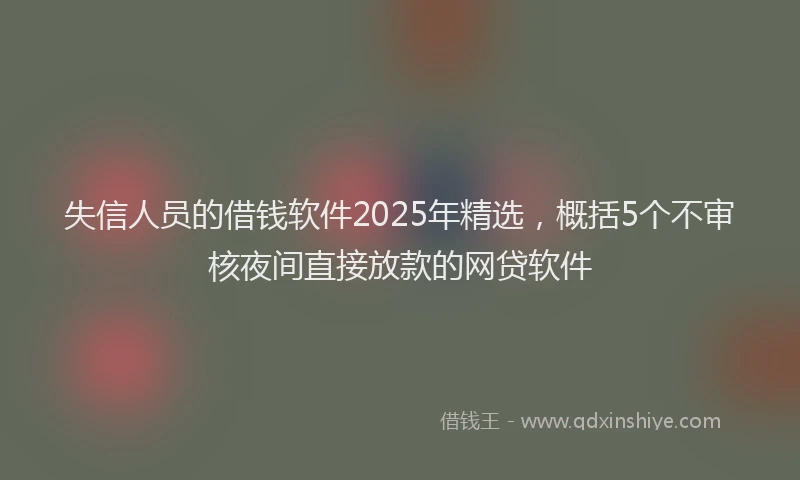 失信人员的借钱软件2025年精选，概括5个不审核夜间直接放款的网贷软件
