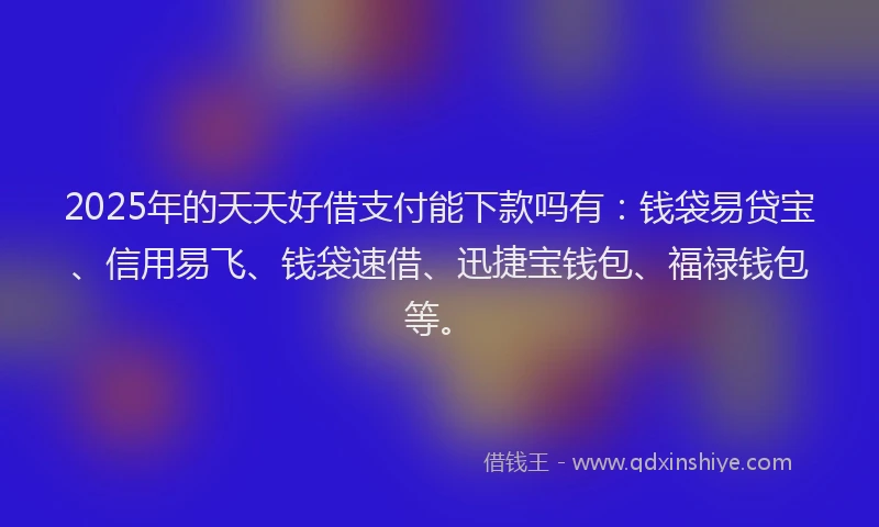 2025年的天天好借支付能下款吗有：钱袋易贷宝、信用易飞、钱袋速借、迅捷宝钱包、福禄钱包等。