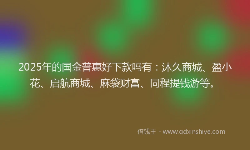2025年的国金普惠好下款吗有：沐久商城、盈小花、启航商城、麻袋财富、同程提钱游等。