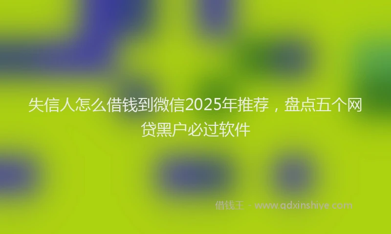 失信人怎么借钱到微信2025年推荐，盘点五个网贷黑户必过软件
